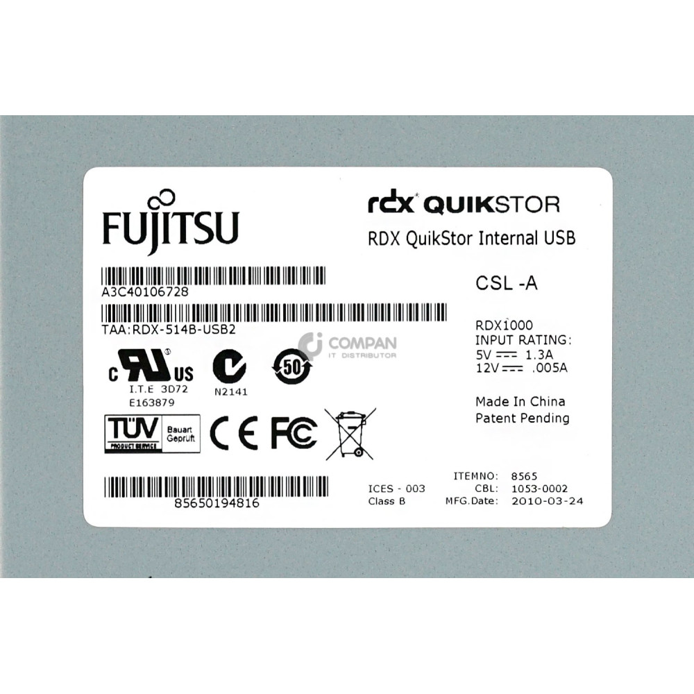A3C40106728 FUJITSU RDX1000 QUIKSTOR INTERNAL USB BACKUP DRIVE